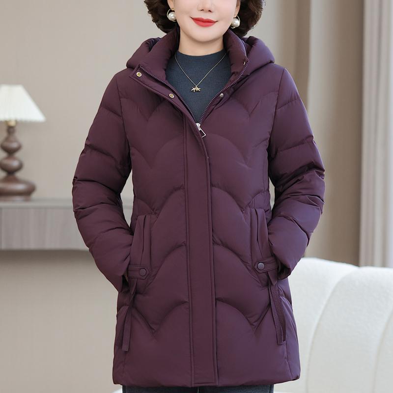 Plus Size XL-6XL Middle Age Women's Puffer Jacket Winter Outerwears Hooded Elegant Thick Warm Down Coats