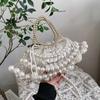 Retro Perlenhandtasche, muschelförmige Damen-Dinner-Tasche, Retro-Umhängetasche, hohle Fächertasche, Abendtasche.