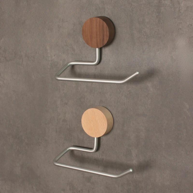 Solid Wood Toilet Paper Roll Holder Bathroom  Roll Paper Storage Rack Bathroom Accessories Self Provided Adhesive Is Required