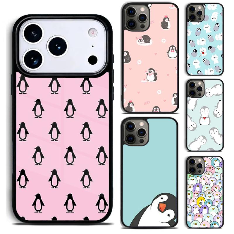 Cute Penguin Pattern Phone Case For iPhone 17 16 15 14 13 12 11 Pro Max Plus 17Air Soft Silicone Cover