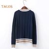 Maglione unisex scollo a V manica lunga coppie uniformi scolastiche vestibilità ampia design color-blocking trama intrecciata stile preppy maglie a maglia