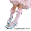Breathable Cotton Hosiery Socks for Girls Toddler Stretchy Knee High Socks Puff Edge Lace Bows Socks for Autumn Spring
