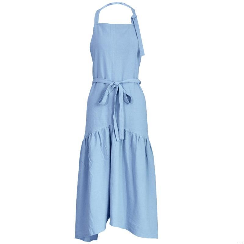

Cotton Linen Apron Pinafore Dress for Women Adjustable Casual Apron Kitchen Cooking Apron for Cafe Bakery Restaurant X3UC синий