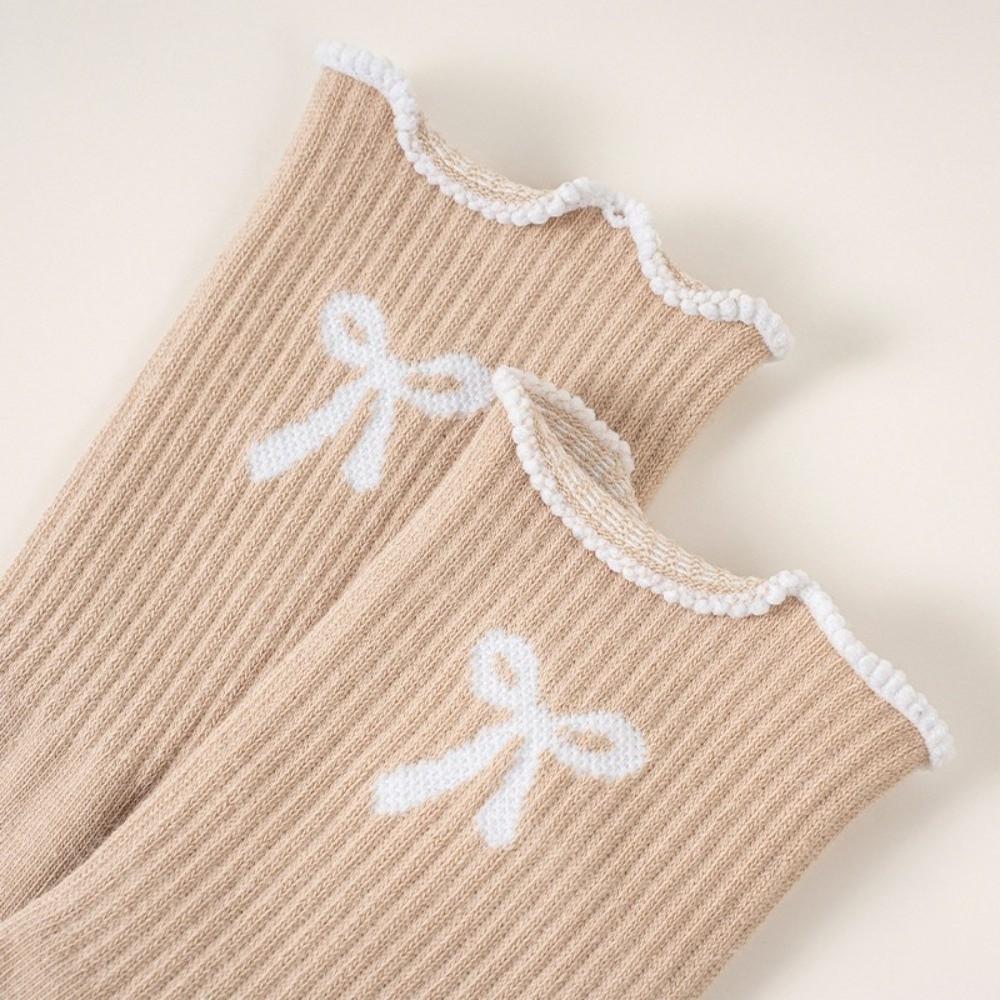 Baumwoll Pilates Socken Rutschfeste Griffigkeit Mittellange Socken Schleife Yoga Socken für Damen