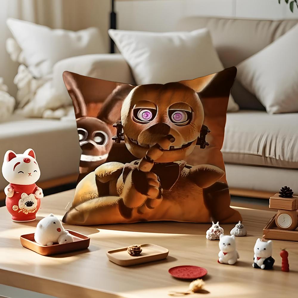 Movie Five N-Nights At F-Freddys2 Cushion Cover Anti-dustmite Pillowcase Invisible Zipper Silky Short Plush Sofa Cushion Cover