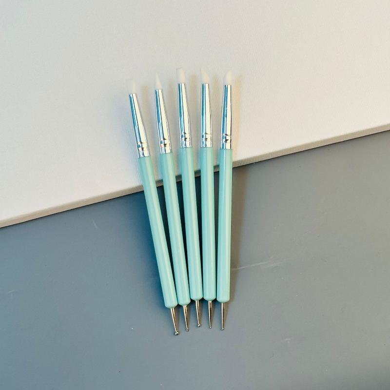 5 Pcs Silicone Clay Sculpting Tool For Brush Modeling Dotting Nail Art Pottery Clay Tool Diy Carving Sculpting Tools Soft Head