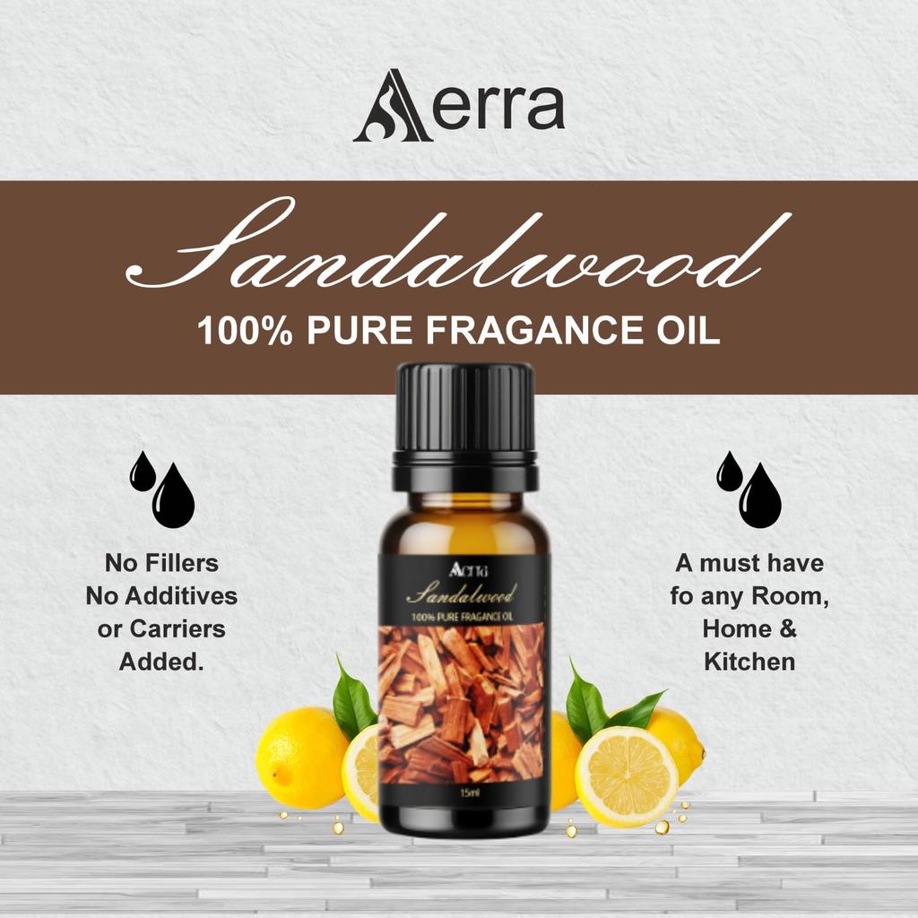 Aerra Sandelholz (Chandan) Duftöl (15ml) für Puja, Diffusor, Kerzen | Langanhaltendes Tempel-Aromaöl für Hochzeiten