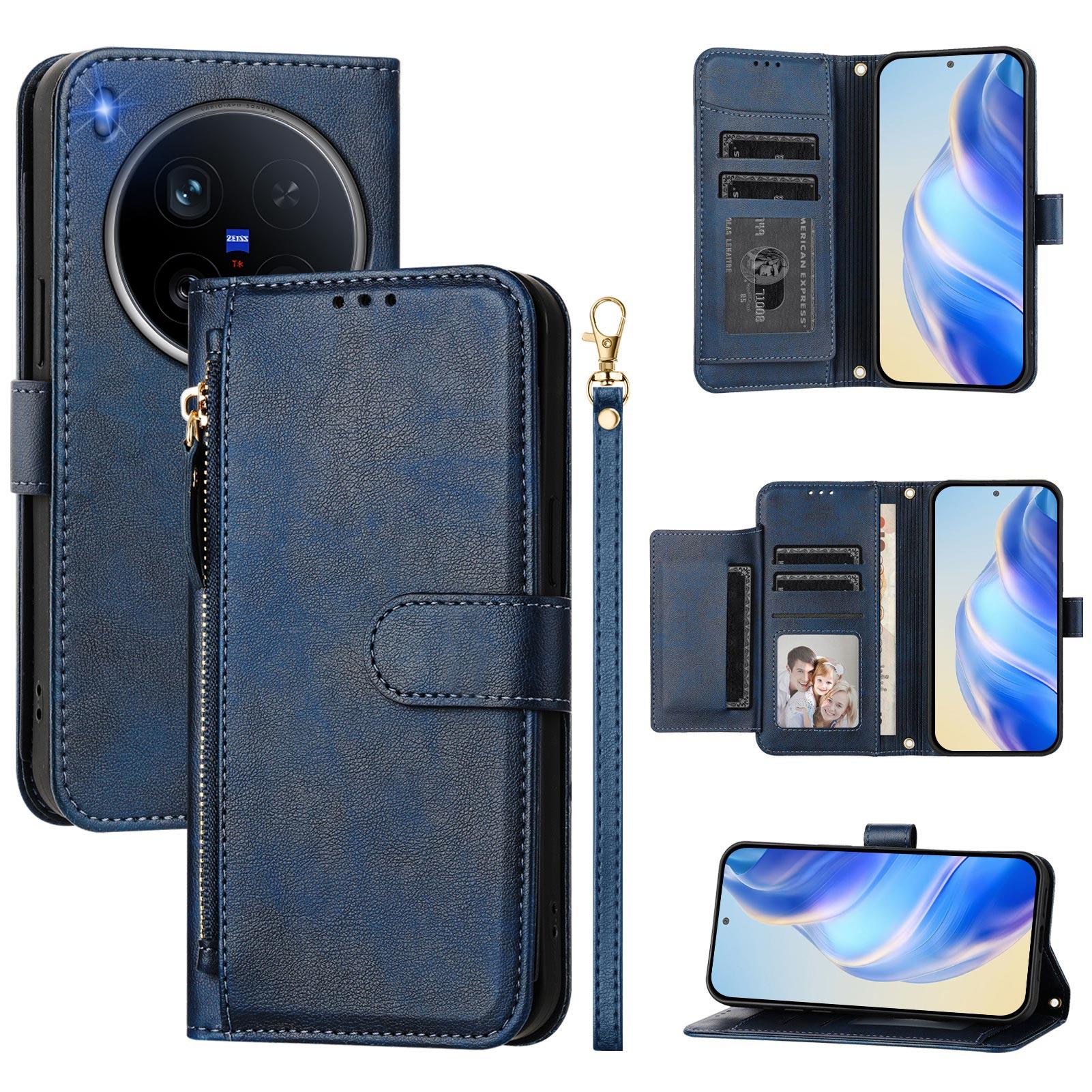 

For vivo X200 Ultra 5G Case Zipper Pocket Multiple Card Slots Leather Phone Cover C