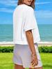 Womens Oversized Crop T Shirt Short Sleeve Workout Tee With Side Pockets