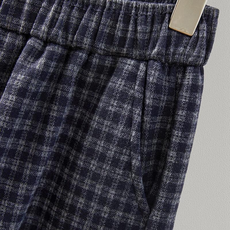 Women's Ruffle-Edge Plaid Wide-Leg Fleece-Lined Casual Pants
