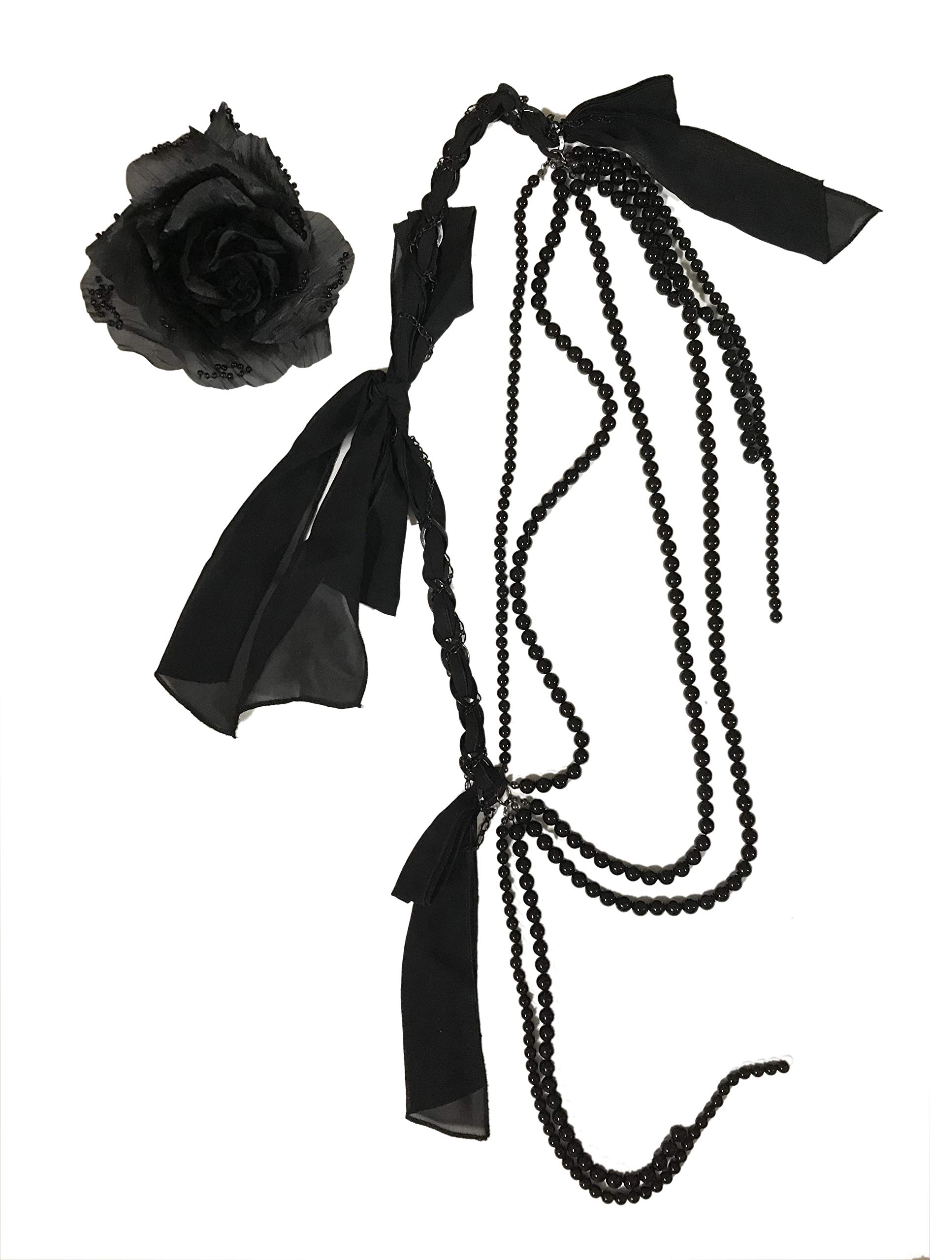 

Volume necklace with rose corsage [Re.Verofonna] [Women s accessories] (Black) чорний