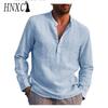 T-shirt a maniche lunghe in cotone HNXC Moda Uomo Camicia Larga Camicia Compassionevole Stampata