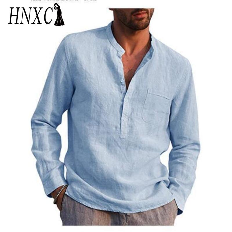 HNXC Bavlněné tričko s dlouhým rukávem Pánská móda Volné tričko S potiskem Soucitné tričko