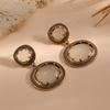 Double-Layer Color-Block Resin Rhinestone Earrings Geometric Alloy Statement Drop Women Gold