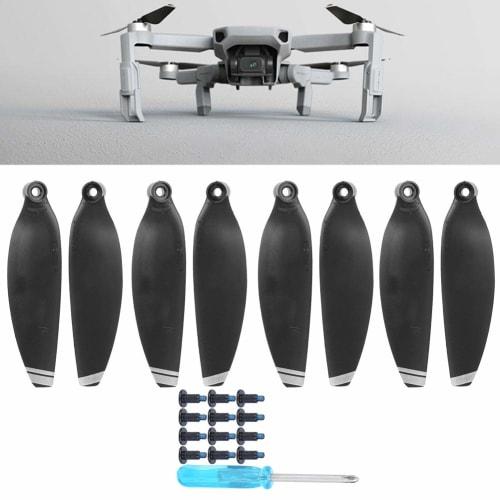 Lightweight Wing Blade Propellers, Drone Spare Accessories for Mavic Mini, 12 Screws, 8 Blades, Black with Silver Edges for Aircraft Use