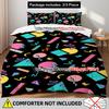 Neon Color Geometric Blocks Lines Bedding Set 3Pcs Duvet Cover No Insert Black Background Queen Size Retro Style Room Decor