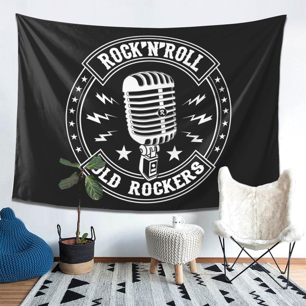 Microphone Rock And Roll Rockabilly Tapestry Decor Art Aesthetic Tapestries for Living Room Bedroom Home Wall Cloth Wall Hanging