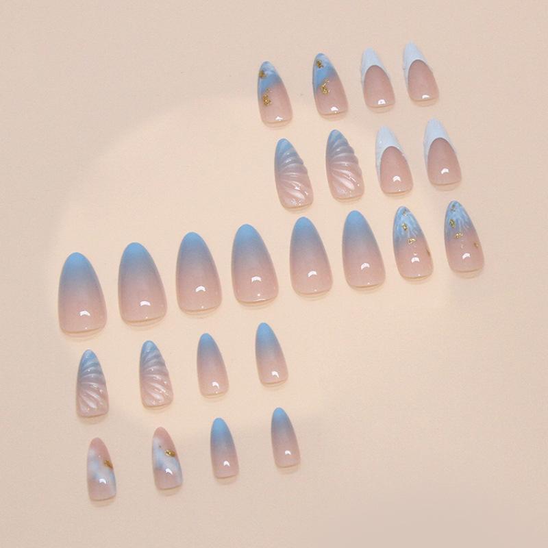 Marine fake nail wearing nail three-dimensional shell removable piece French nail piece nail patch