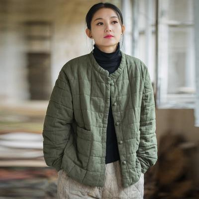 Women Winter Stand Long Sleeve Coats Warm Pockets Button Women Coats
