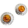 Les Trésors De Lily [N2232] - Silver 'Inspiration' Cognac Amber Earrings (rhodium Plated)