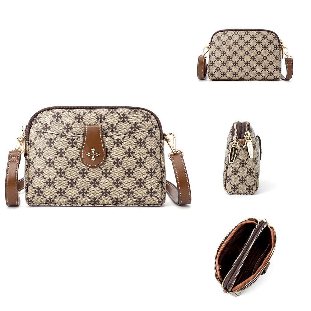 Женская модная сумка Baellerry на одно плечо в европейском и американском стиле с монограммой, сумка через плечо с двойной молнией коричневый