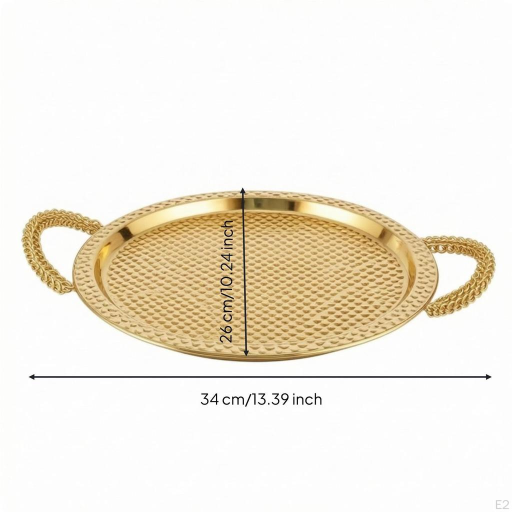 Metal Serving Tray with Handles Textured Platter Versatile