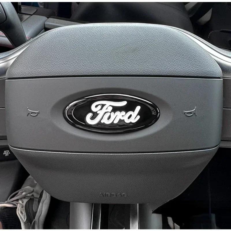 Bilklistremerke Ford 3 stk Bil Front Bak Deksel Merke Rattklistremerke for Ford Kuga Mondeo Explorer Escape ST Focus Edge Tauru