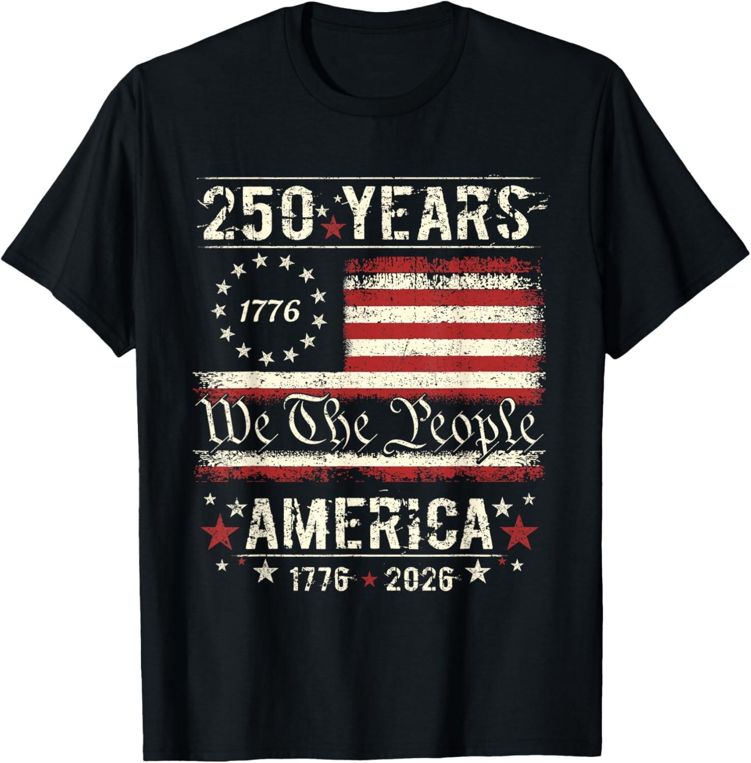 250 Years 1776-2026 250th Birthday 4th July Unisex T-Shirt S разноцветный