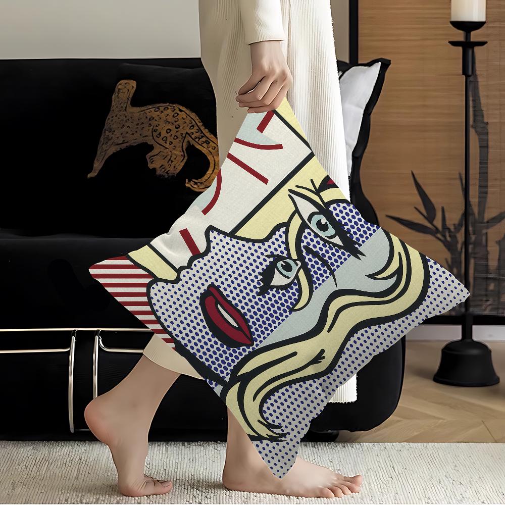 Abstract Pop Roy Lichtenstein Stitch Lucky Dragon Pillow Cover Sofa Cushion Cover Home Room Decoration Children Gift