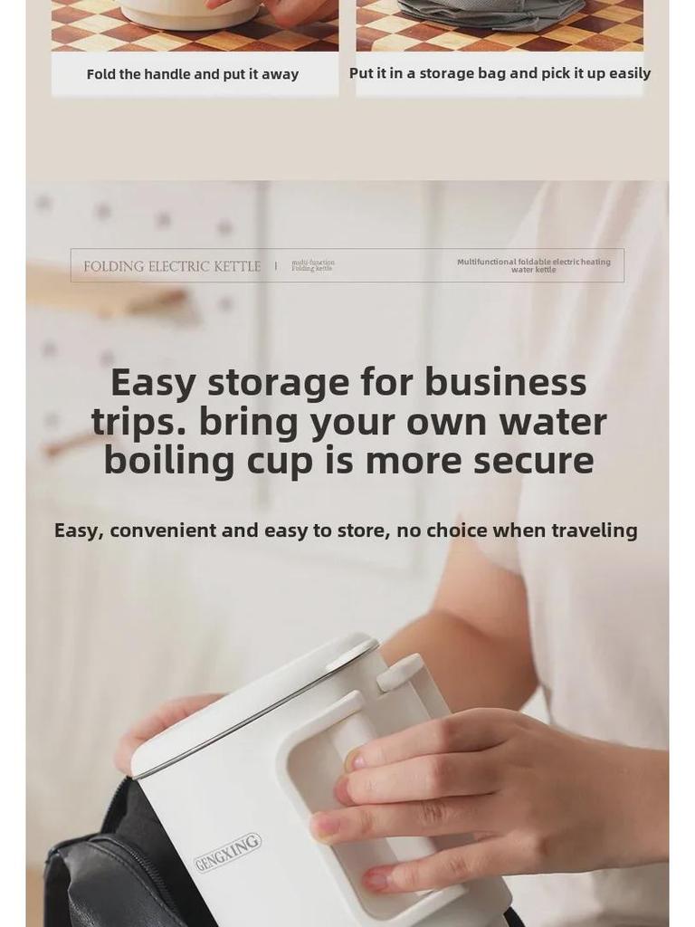 Portable Mini Folding Electric Travel Kettle - Stainless Steel