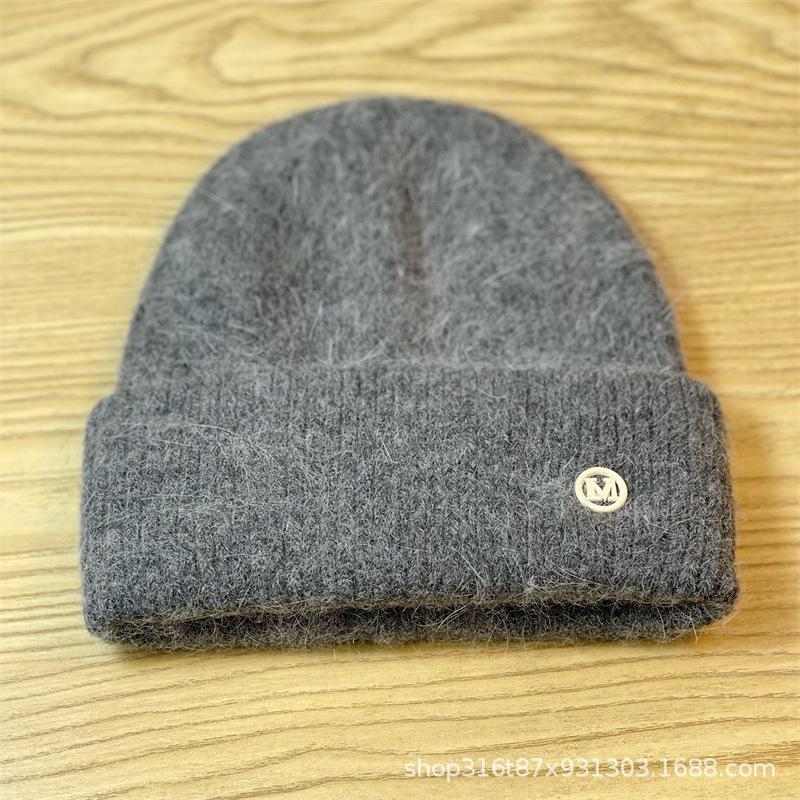 Rabbit Fur Woolen Hat for Women Autumn and Winter New Korean Version Versatile Thickened Warm Hat Ear Protection Rabbit Fur Knitted Hat