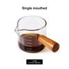 Double Spouts Measuring Triple Pitcher Milk Cup with Wood Handle 75ML Espresso Shot Glasses Parts Clear Glass