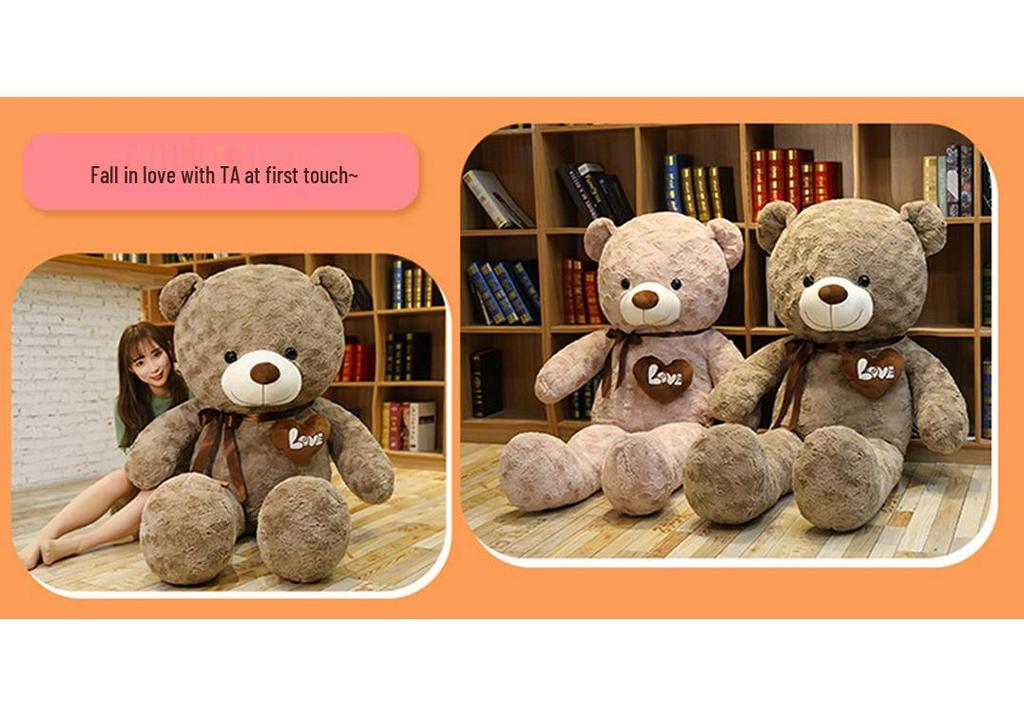 Large Rose Teddy Bear Hugging Doll Plush Toy - Big Panda Cushion