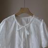 Korean Lace Jacquard Tie-Up Bubble Sleeve Women's Shirt - Summer 2025 Collection