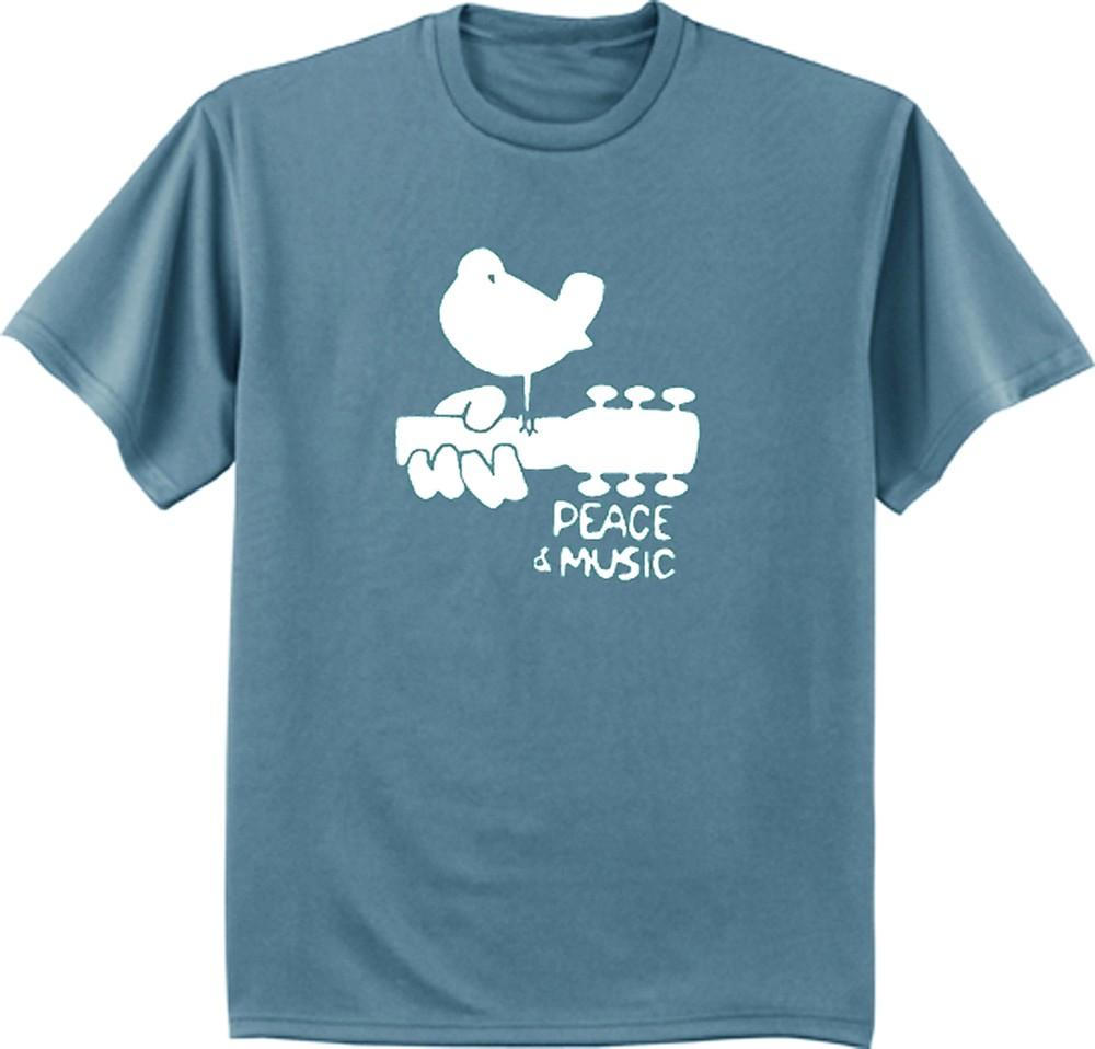 Woodstock t-shirt blue white peace and music festival t-shirt guitar t-shirt Unisex T-Shirt S
