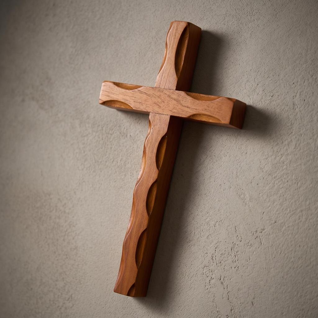 Wooden Wall Cross Textured Ornament Solid for Church