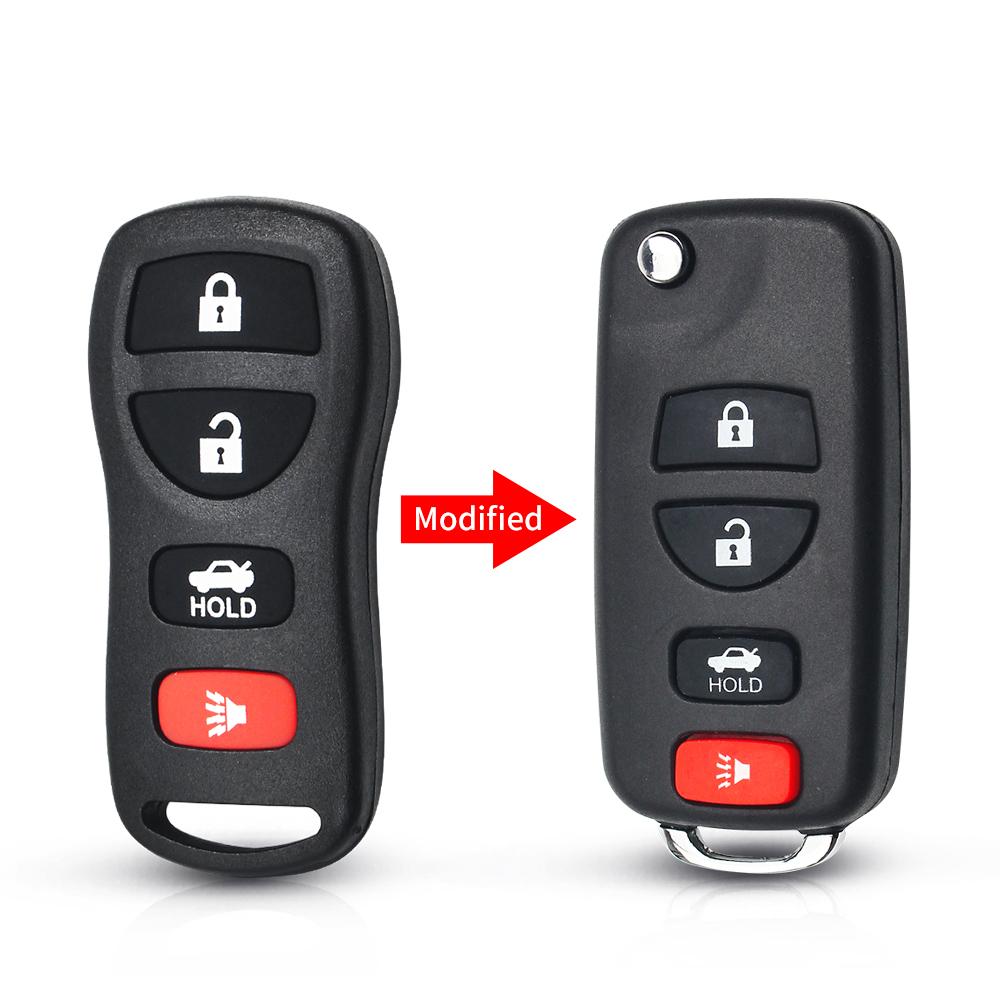 KEYYOU Modified Flip Key For Nissan Infiniti Xterra Frontier Muranon PATHFINDER TITAN Fob 4 Buttons Car Remote Key Shell Case