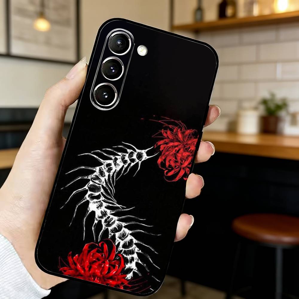 Ghoul Red Spider Lily Tokyo Phone Case For Samsung S24,21,22,23,30,Ultra,S20,Plus,Fe,Lite, Black Soft Cover