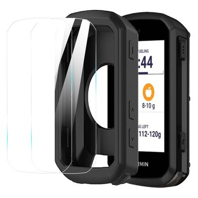 Funda de Silicona Lamshaw para Garmin Edge 850, 550 con 2 Protectores de Pantalla de Vidrio, Tejido Premium, Cubierta Resistente a Arañazos, Ligera, Anti-Arañazos, Compatible