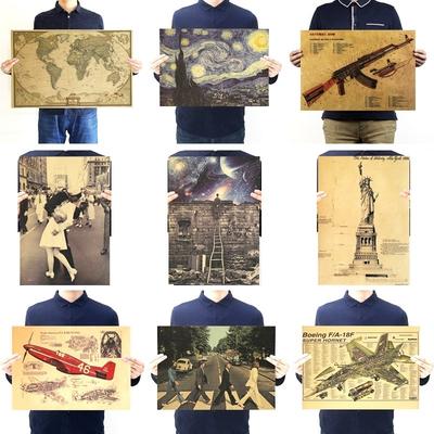 50.5*35cm Lady holding beer retro kraft paper Painting Poster size
