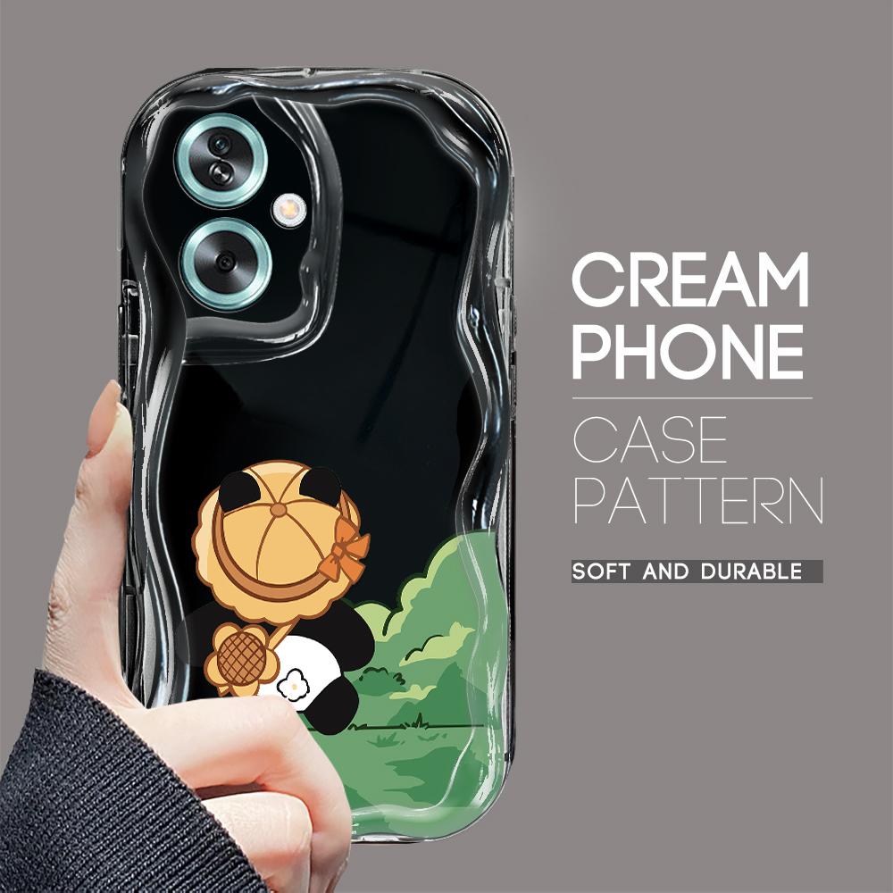 

Милый мультяшный узор, кремовая текстура, мягкий силиконовый чехол с волнистыми краями, чехол для телефона для OPPO Reno Realme OPPO A5S чёрный