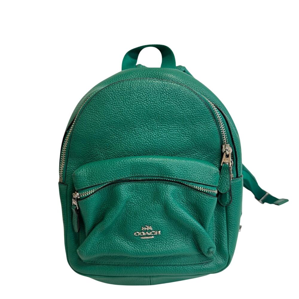 COACH F38263 logo leather Mini Charlie Backpack Â· Daypack green leather Women Used