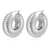 Stainless steel women's hollow earrings round gold-plated earrings 18K oval light luxury earrings