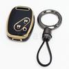 2 Button Gold Edge Tpu Car Key Fob Cover Keyring Smart Keyless Protector For Honda Accord Civic Cr-V Pilot Fit Odyssey Ridgeline