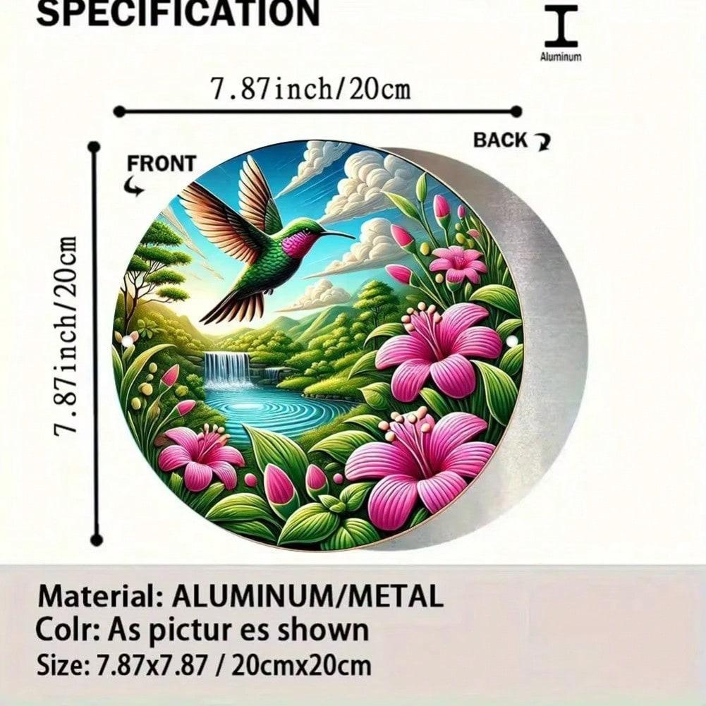 Aluminum Metal Wall Art Nature Design Round Home Cafe Decor