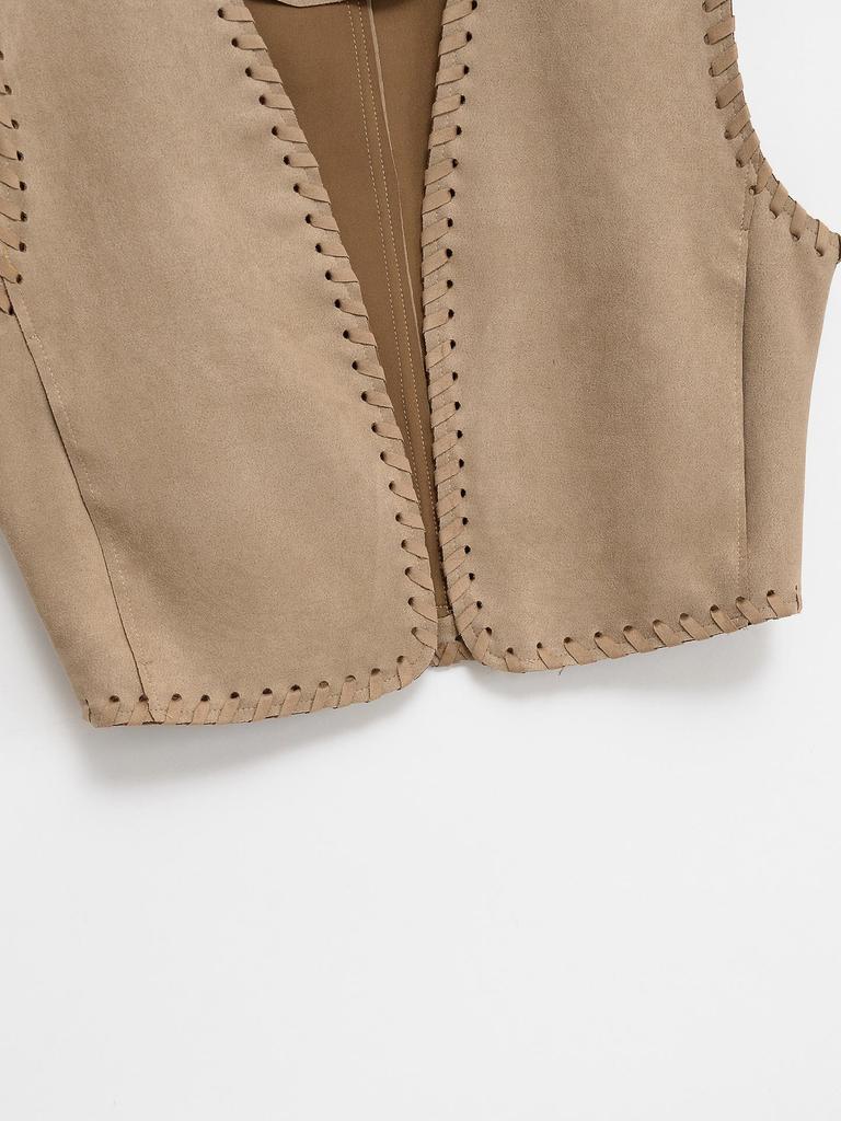 2025 Léto Dámský Etnický Styl Tkaná Semišová Vesta Top