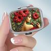Portapillole Portatile con 2 Scomparti, Mini Custodia Organizer in Metallo per Medicine, Carino Contenitore Stampato per Pillole, Vitamine, Gioielli, Viaggio, Uso Quotidiano