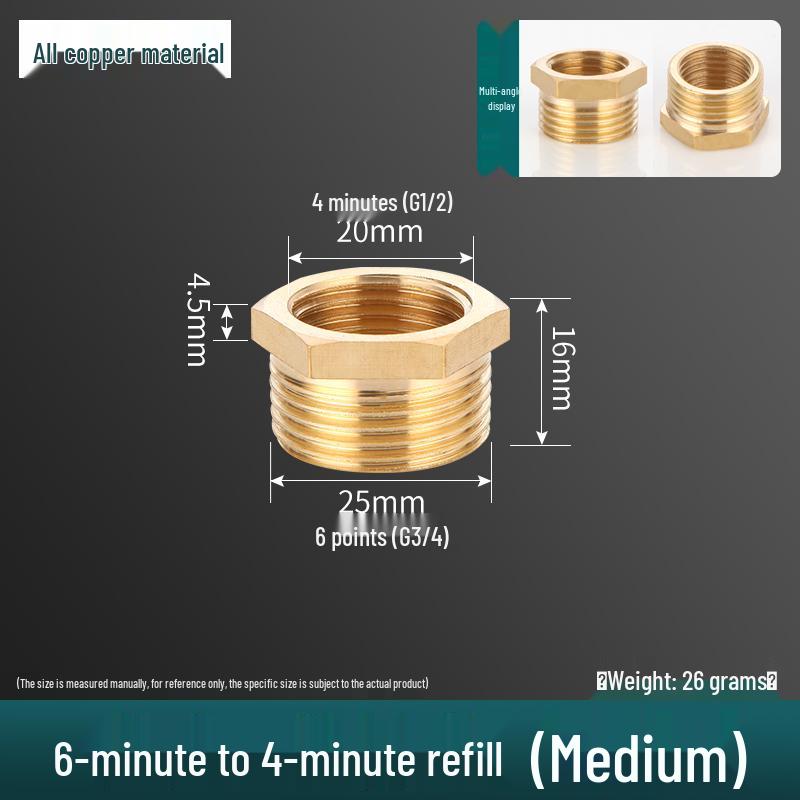 1" To 6-fen Brass Male/Female Thread Water Pipe Repair Core Pressure Gauge Connector