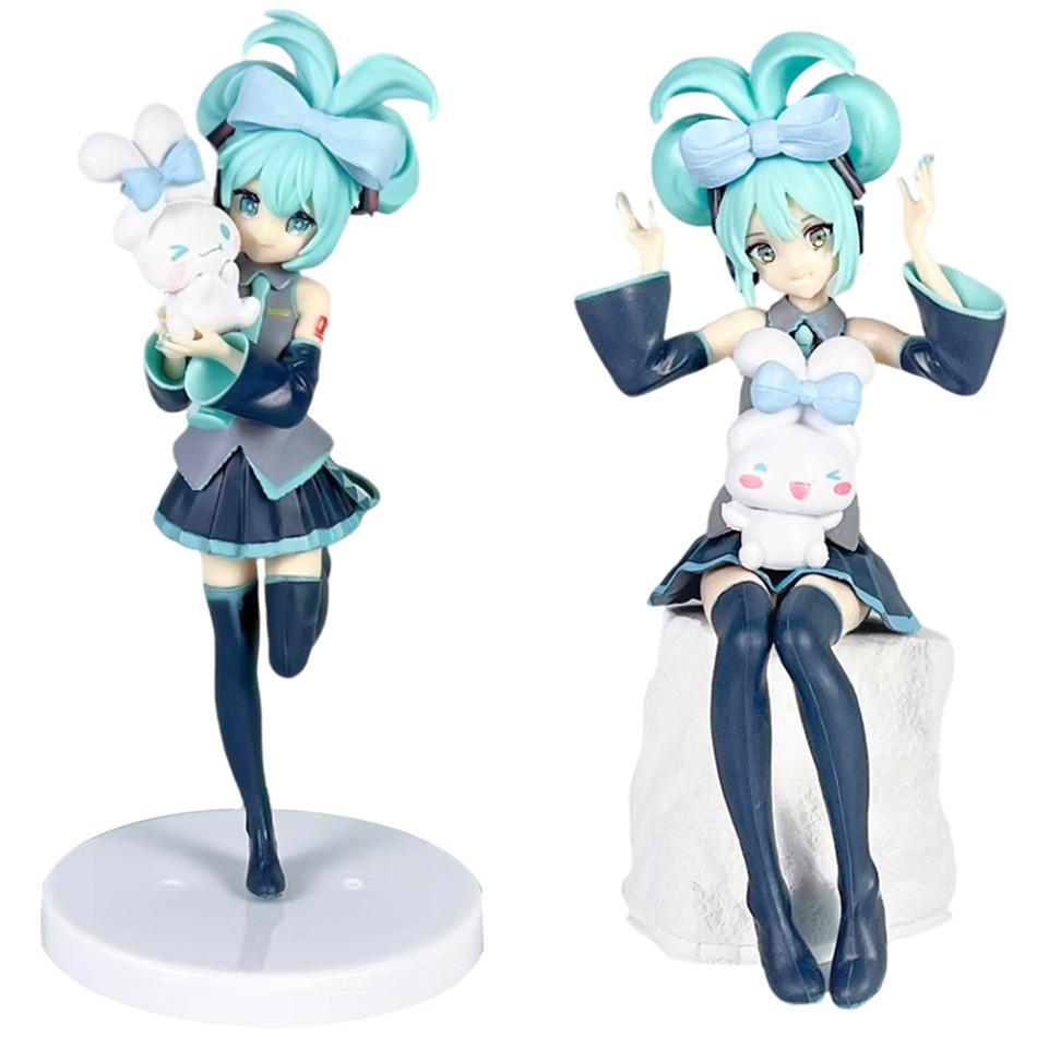 20CM Anime Hatsune Miku X Cinnamoroll Figure Anime Peripheral Collectible Models Decorative Decorations Children Kawaii Gift