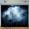Haunted Bats Flying on Dark Forest Tombstones - Realistic Gothic Photography Background for Ghost Studio Meeting
